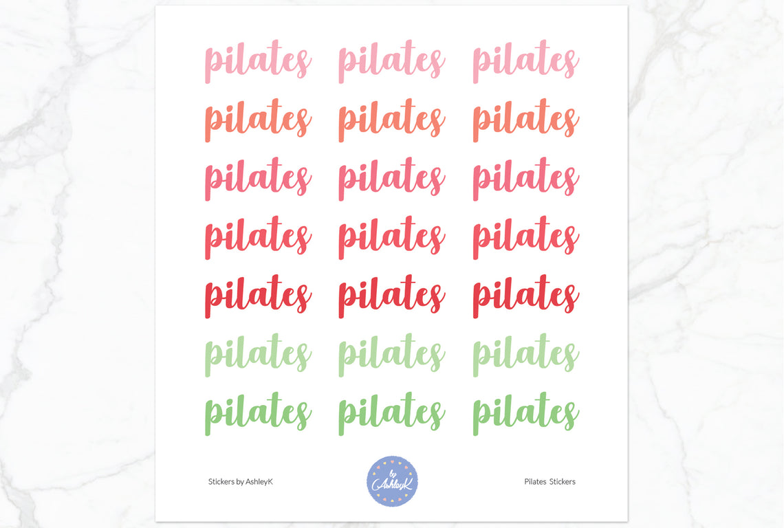 Pilates Lettering Stickers - Strawberry