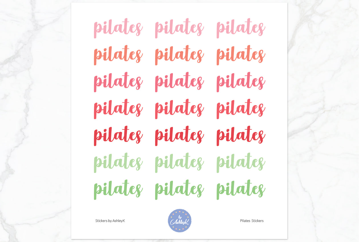 Pilates Lettering Stickers - Strawberry