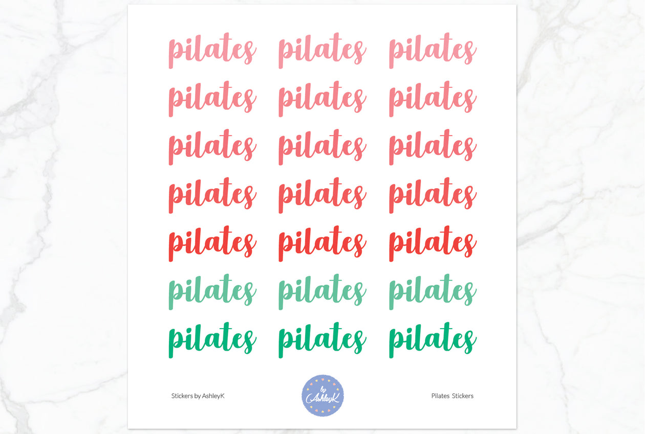 Pilates Lettering Stickers - Watermelon