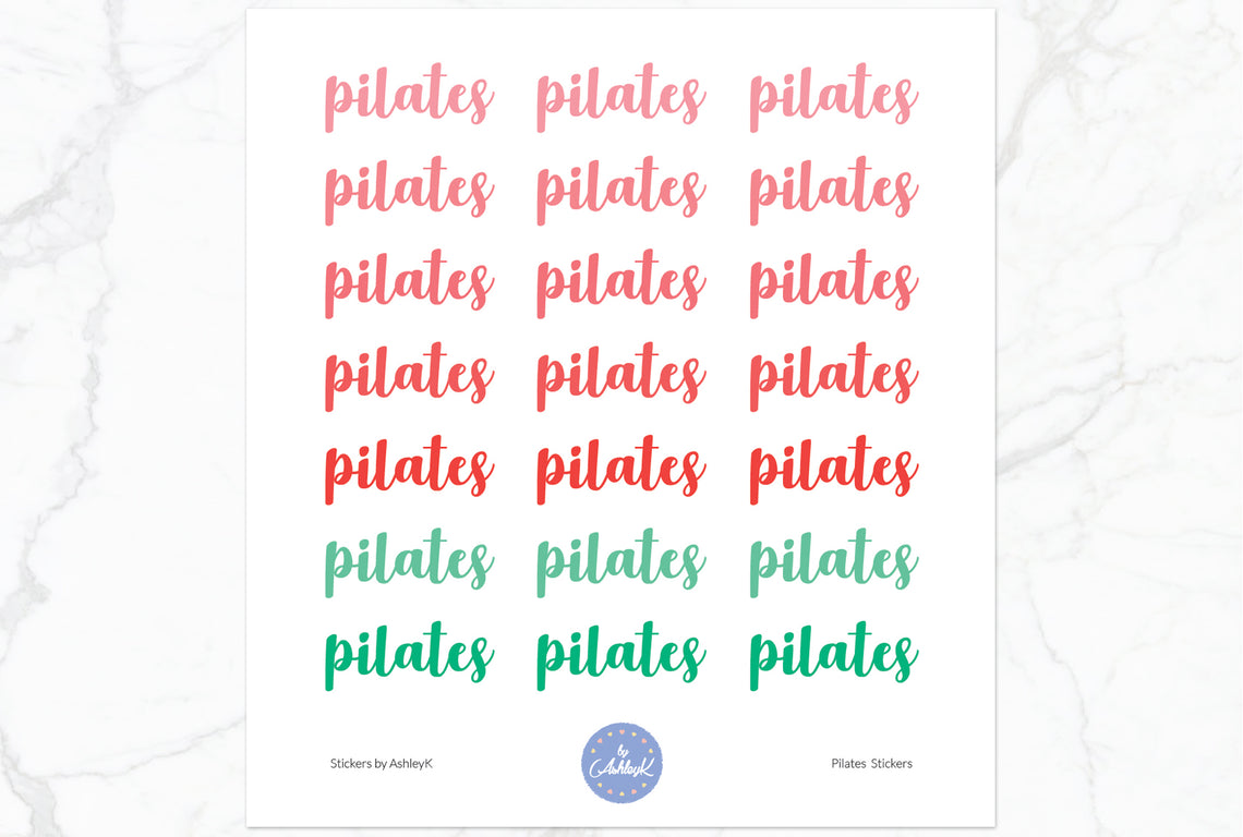 Pilates Lettering Stickers - Watermelon