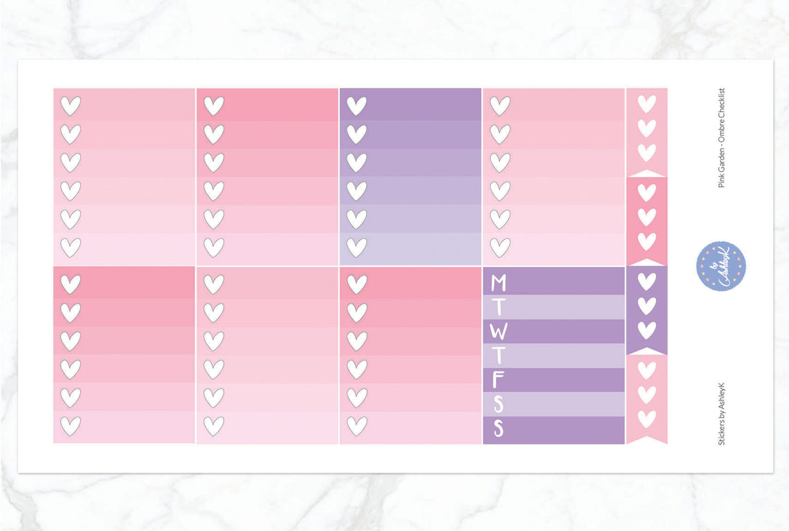 Pink Garden - Ombre Checklist Sheet