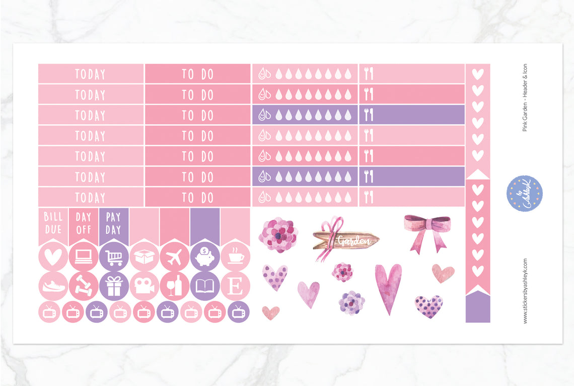 Pink Garden Weekly Kit  - Functional Sheet