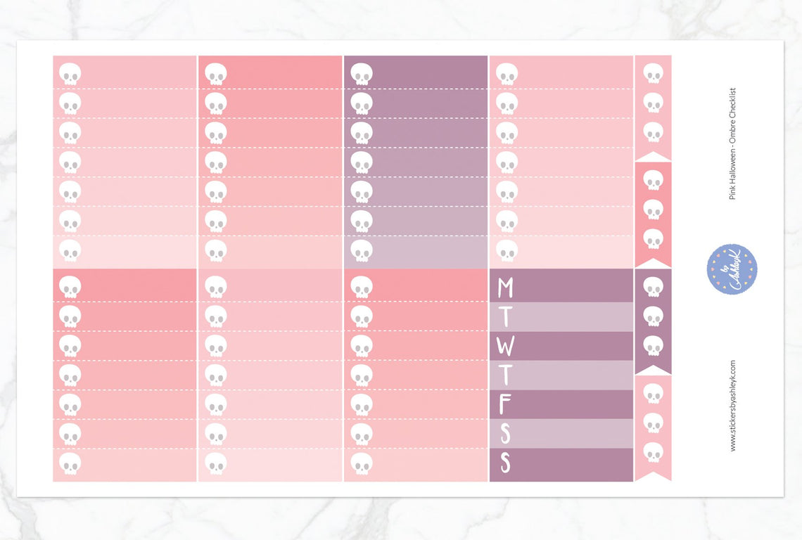Pink Halloween Weekly Kit  - Ombre Checklist Sheet