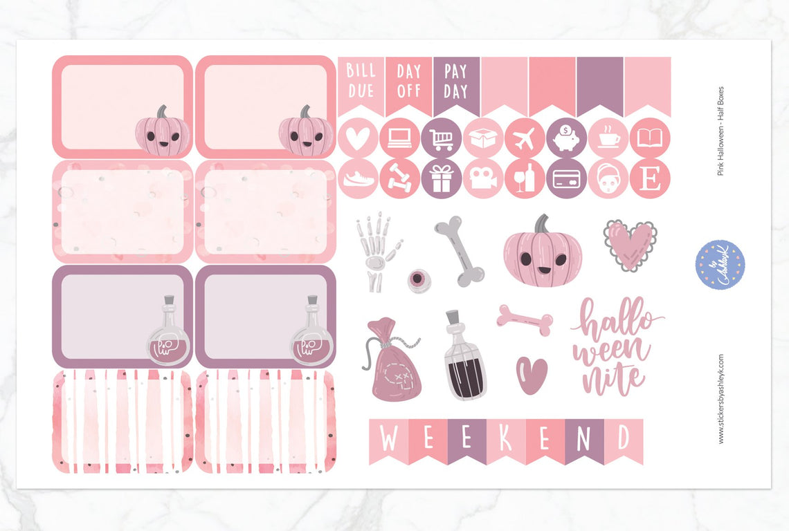 Pink Halloween Weekly Kit  - Half Box Sheet