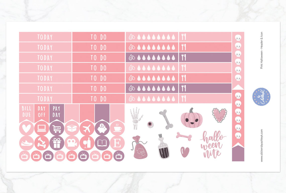 Pink Halloween Weekly Kit  - Functional Sheet