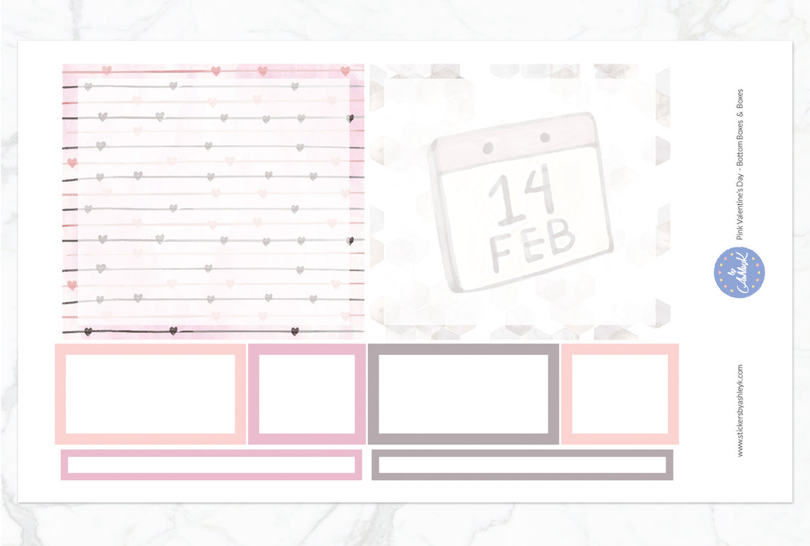 Kit hebdomadaire Duo quotidien rose pour la Saint-Valentin - Autocollants Erin Condren Planner