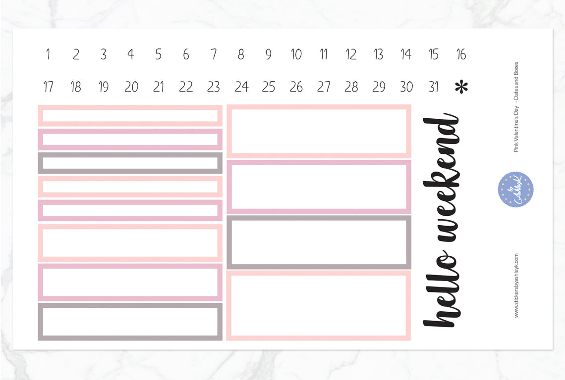 Pink Valentine's Day Daily Duo Weekly Kit  - Date & Box Sheet