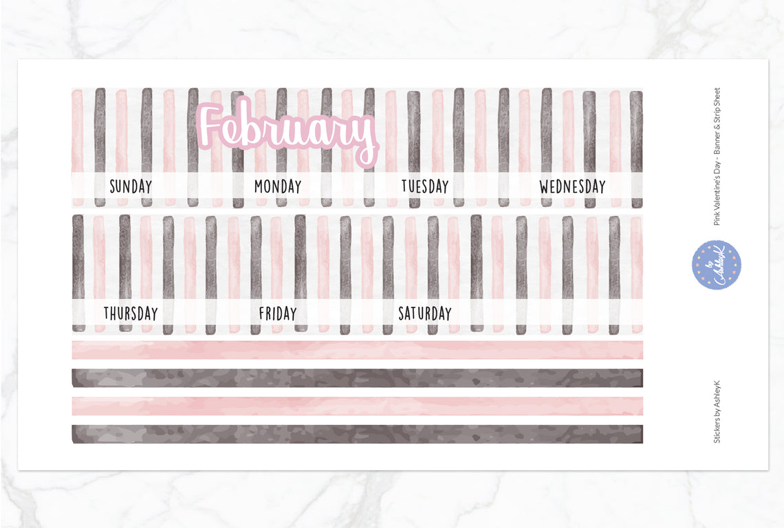 Pink Valentine's Day Weekly Kit  - Banner & Strip Sheet
