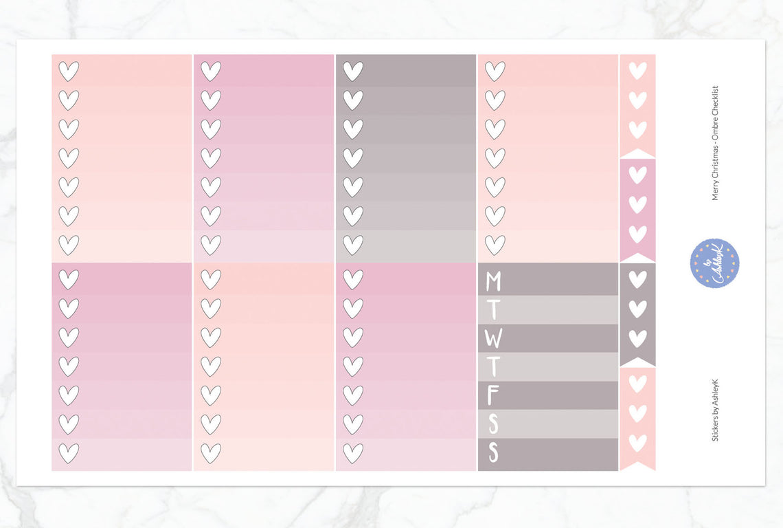 Pink Valentine's Day - Ombre Checklist Sheet