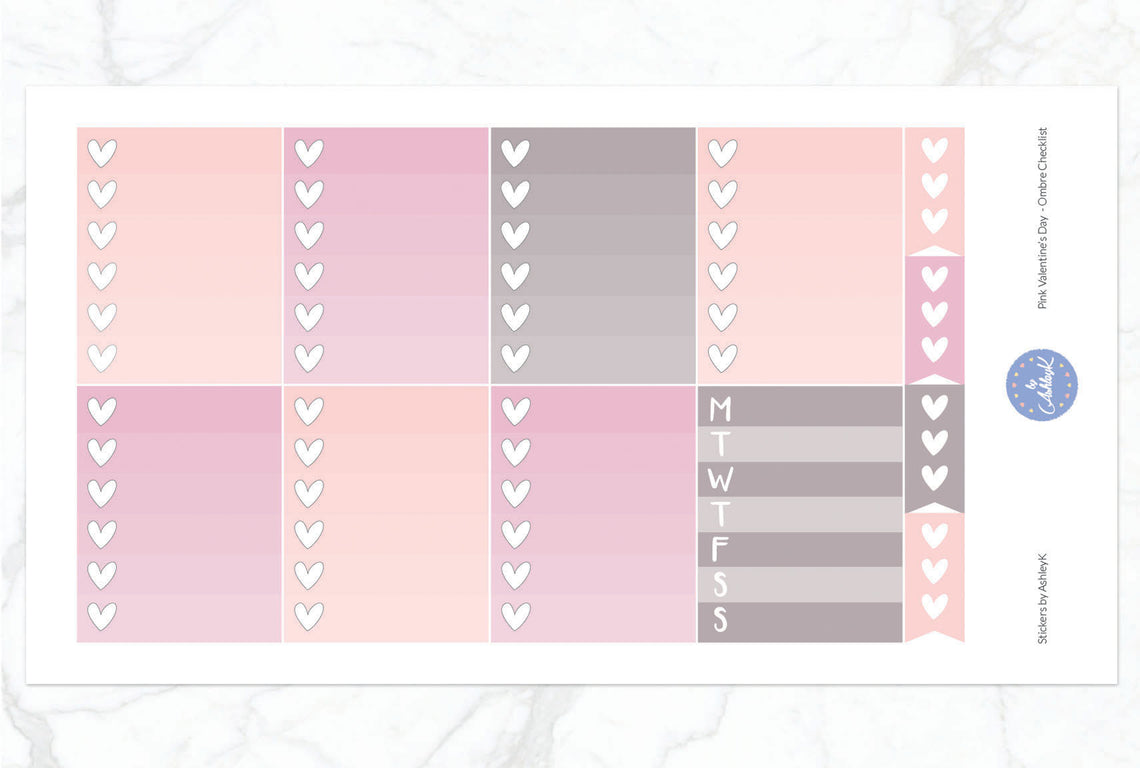 Pink Valentines - Ombre Checklist Sheet