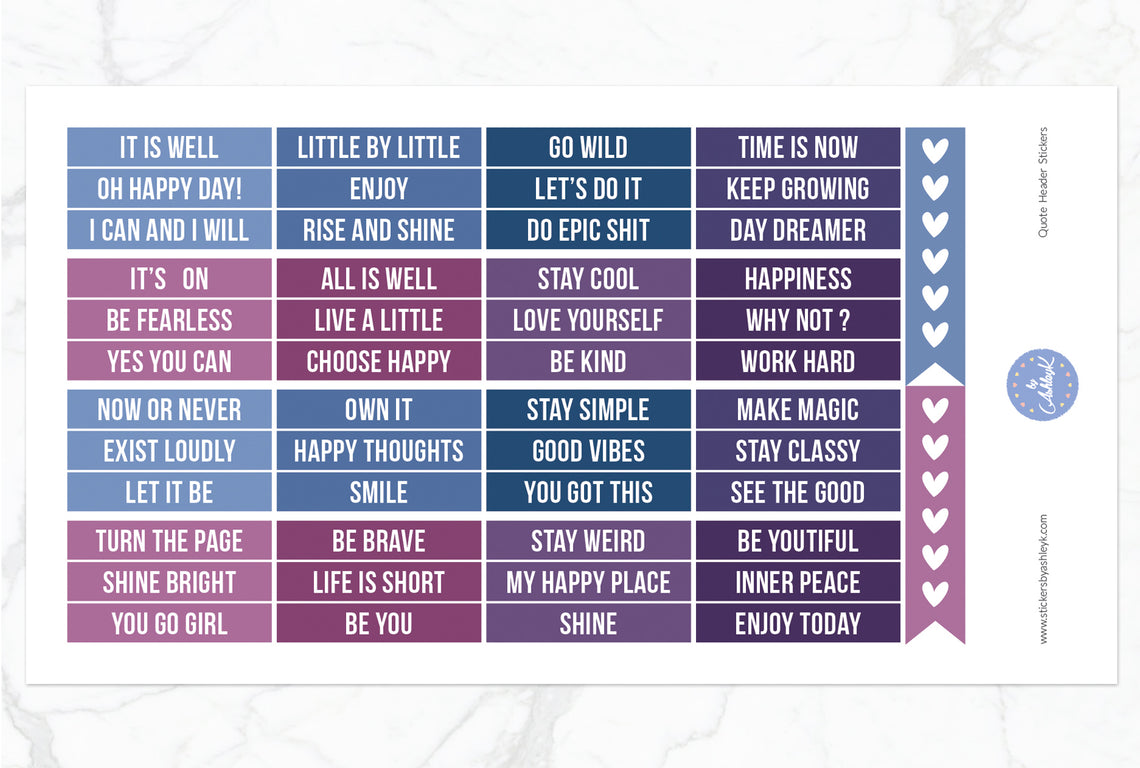 Quote Header Stickers - Blueberry