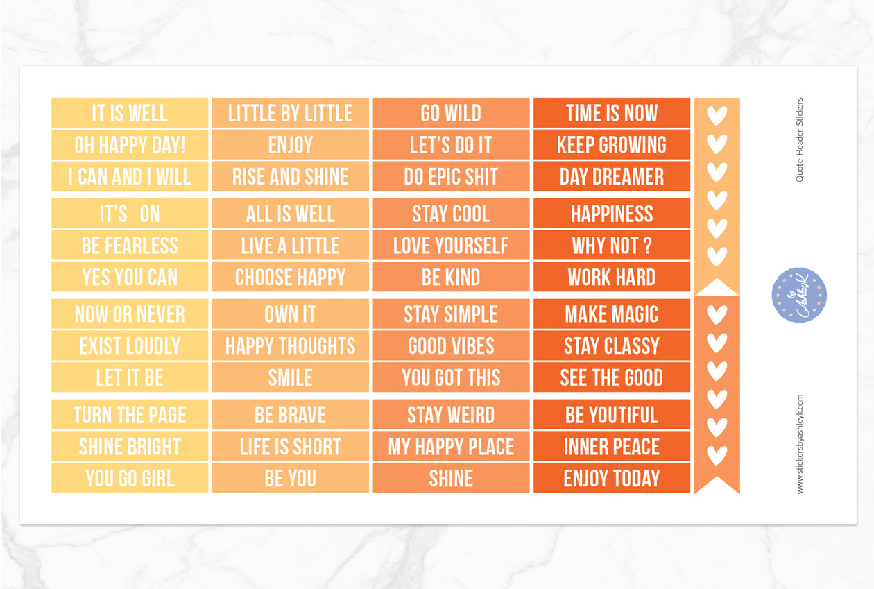 Quote Header Stickers - Orange