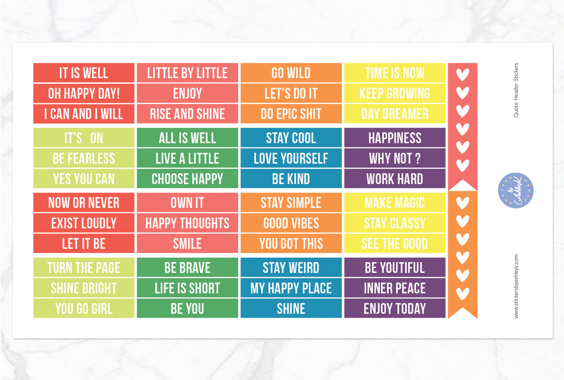 Quote Header Stickers - Pastel Rainbow