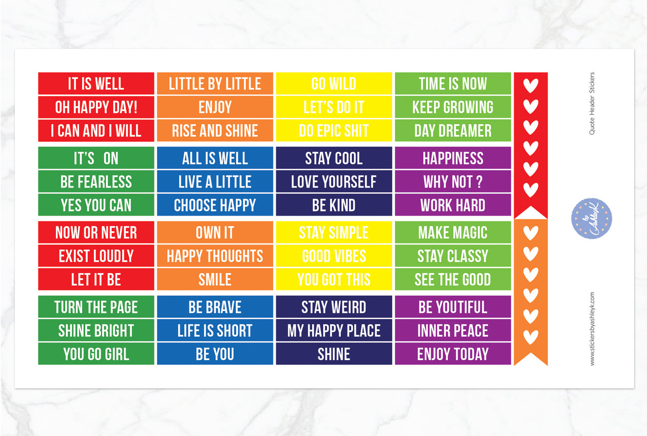 Quote Header Stickers - Rainbow