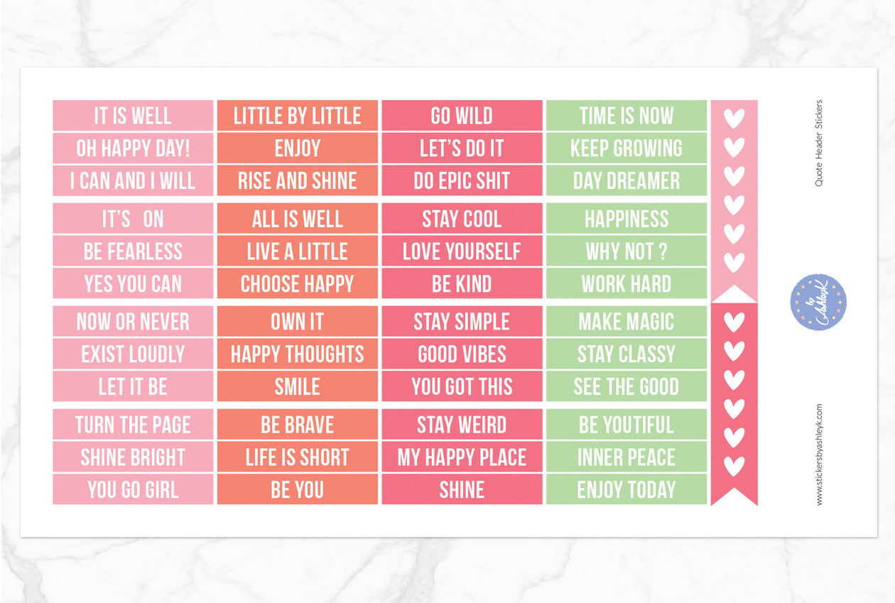 Quote Header Stickers - Strawberry