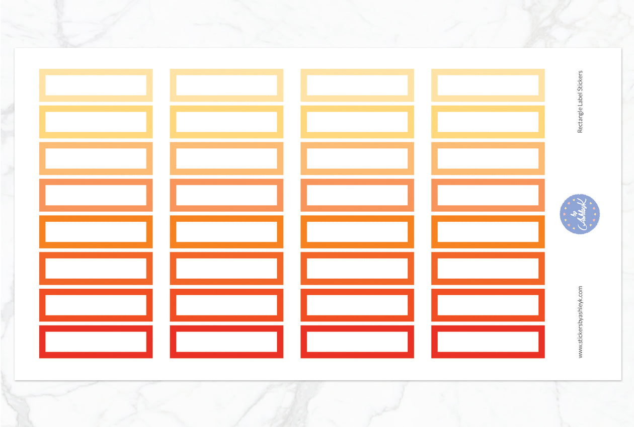 Rectangle Label Stickers - Orange