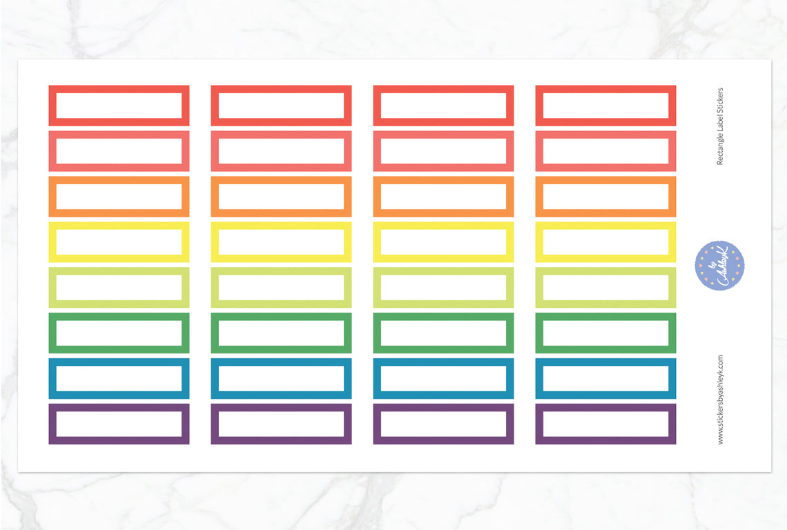 Rectangle Label Stickers - Pastel Rainbow