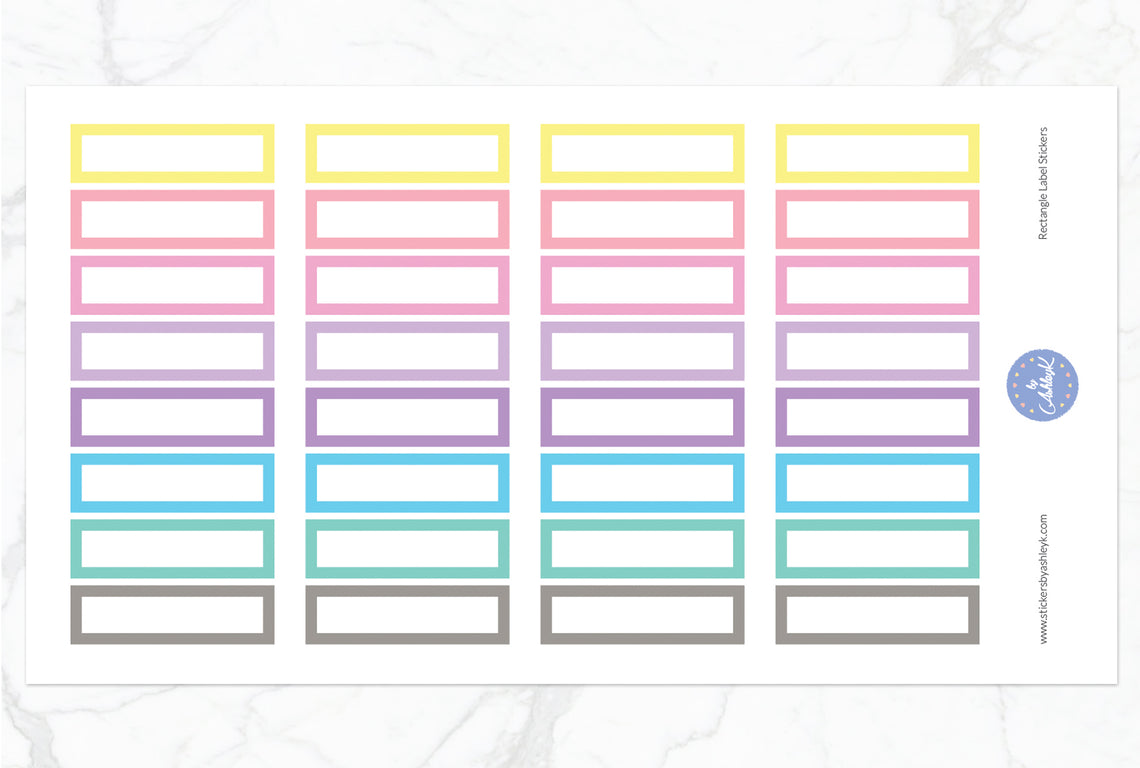 Rectangle Label Stickers - Pastel