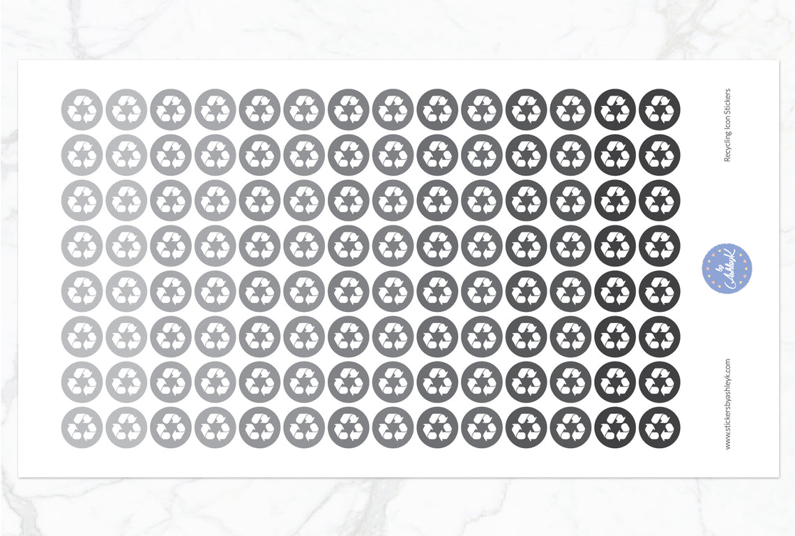 Recycling Icon Round Stickers - Monochrome