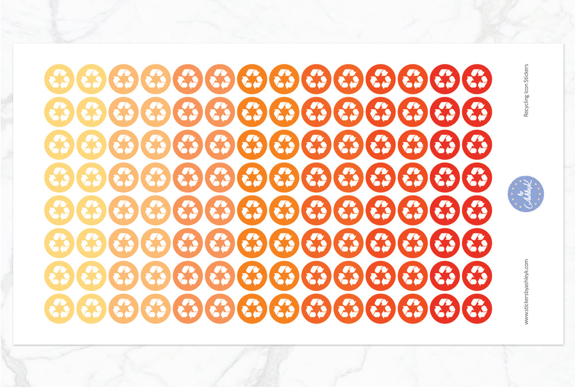 Recycling Icon Round Stickers - Orange