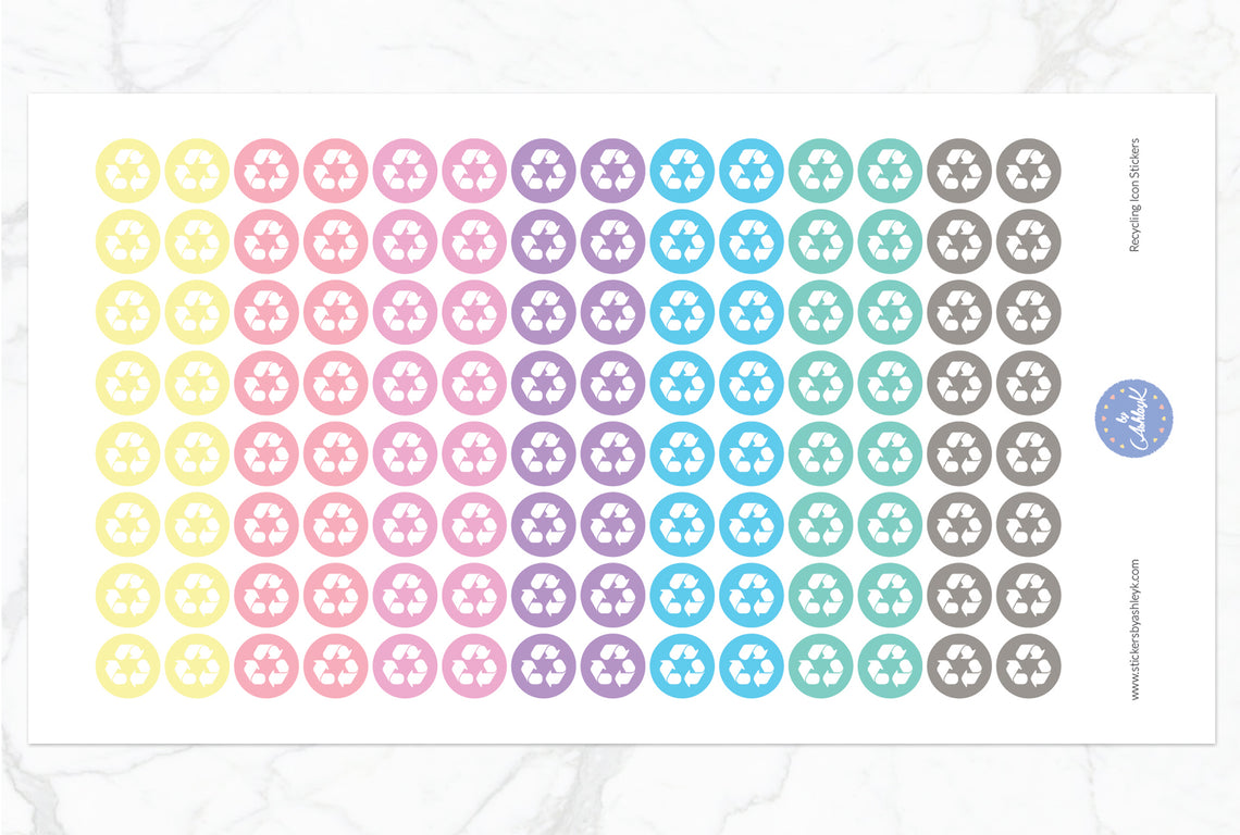 Recycling Icon Round Stickers - Pastel