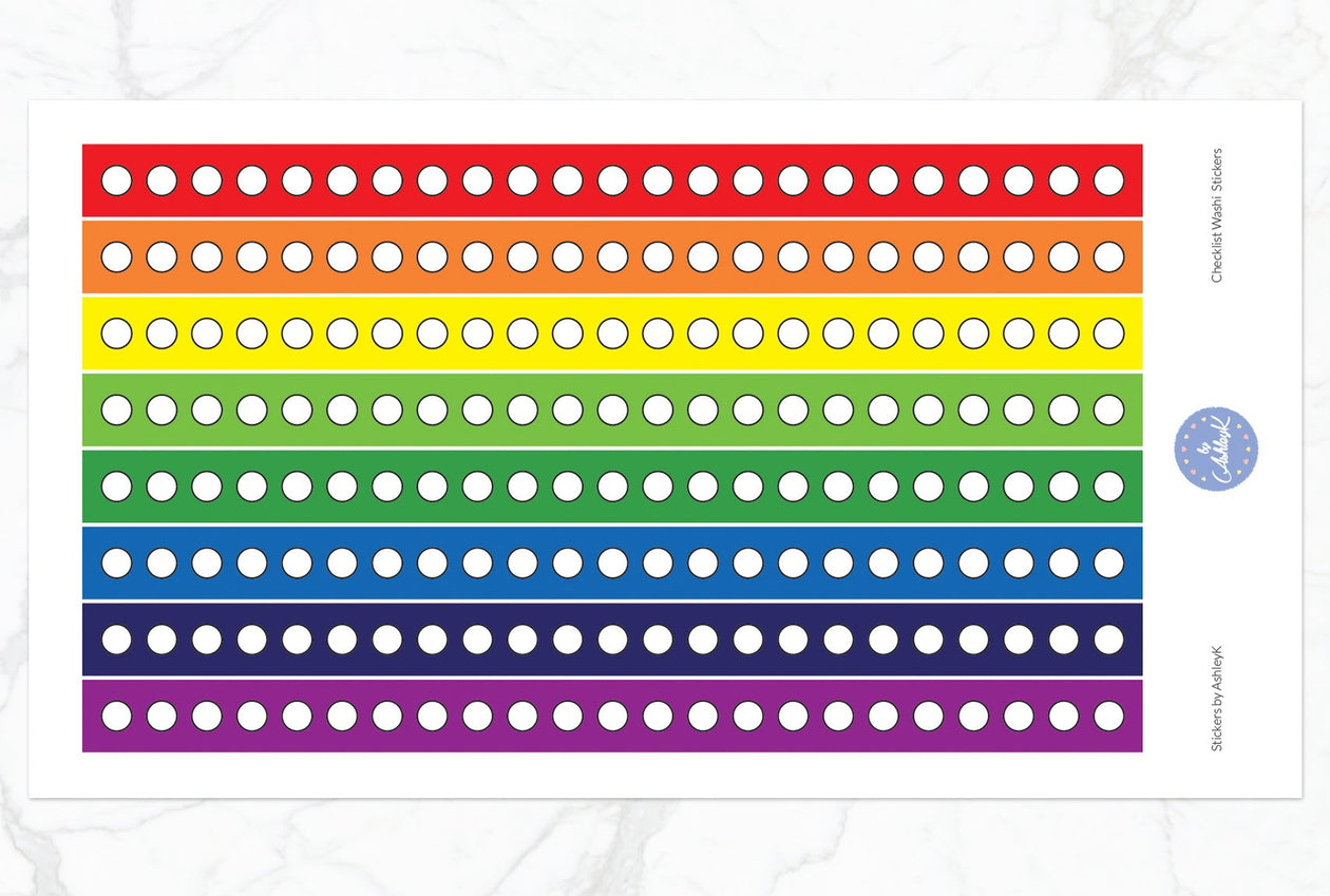 Round Checklist Washi - Rainbow