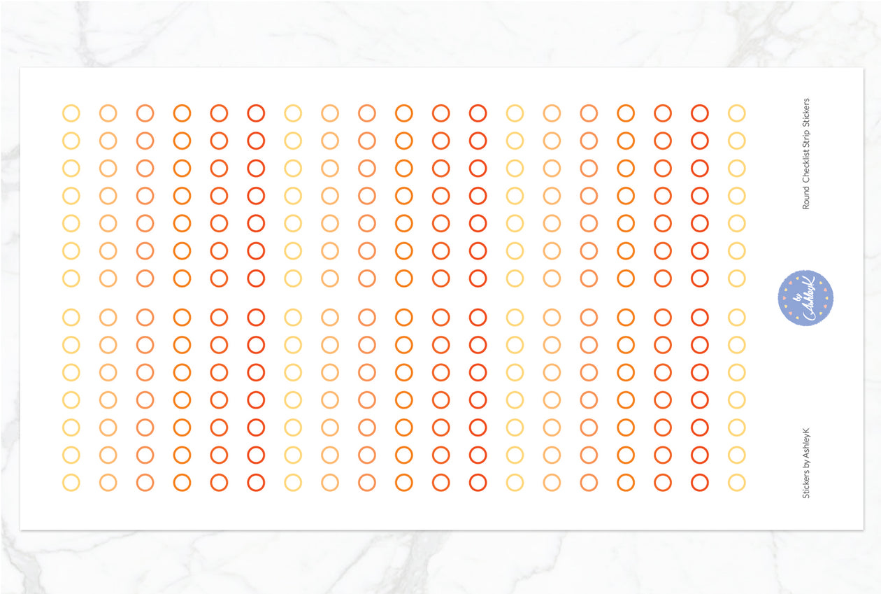 Round Checklist Strip Stickers - Orange