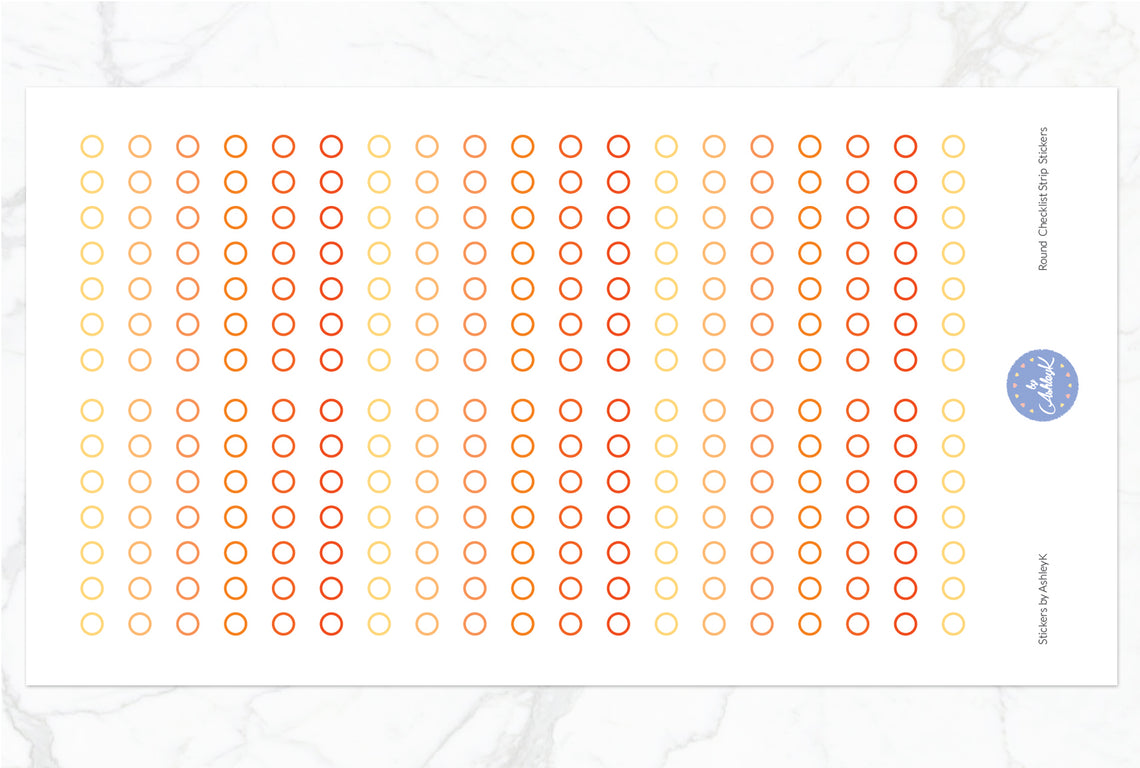 Round Checklist Strip Stickers - Orange
