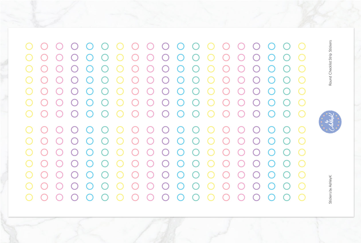 Round Checklist Strip Stickers - Pastel