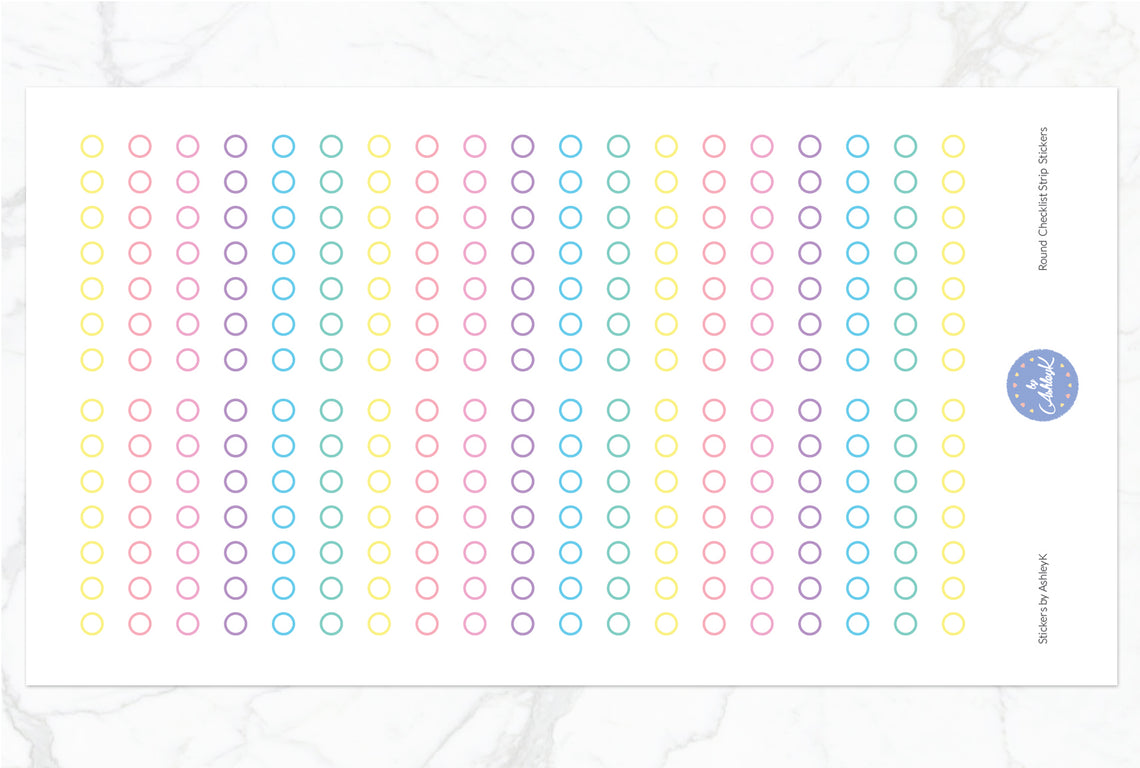 Round Checklist Strip Stickers - Pastel