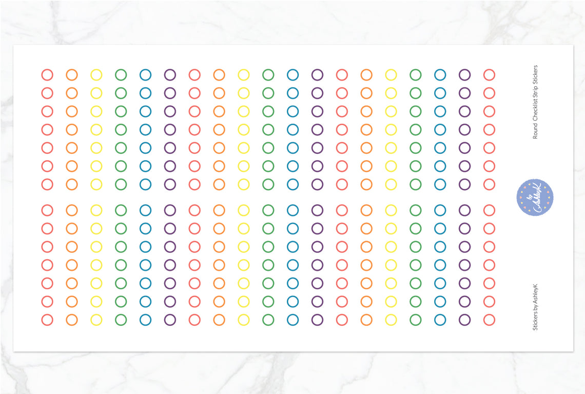 Round Checklist Strip Stickers - Pastel Rainbow