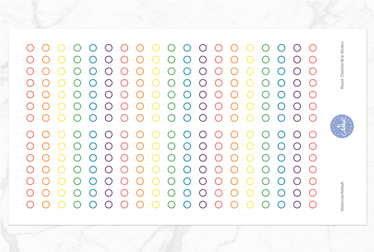 Round Checklist Strip Stickers - Pastel Rainbow