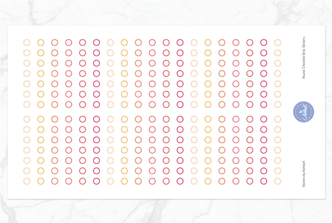 Round Checklist Strip Stickers - Peach