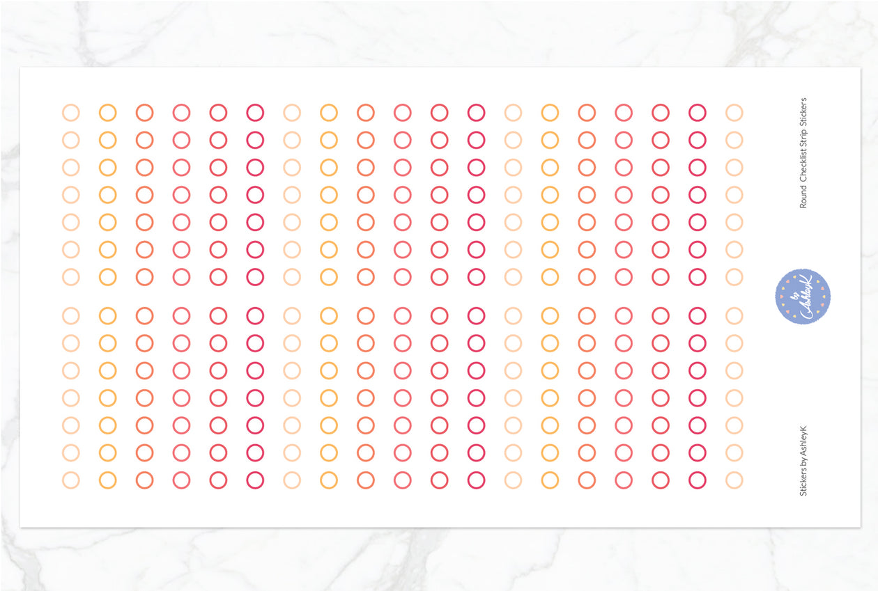 Round Checklist Strip Stickers - Peach