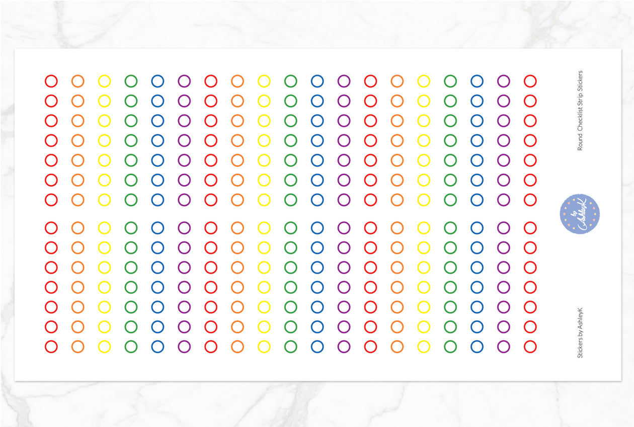 Round Checklist Strip Stickers - Rainbow