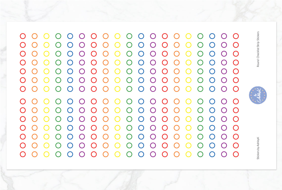 Round Checklist Strip Stickers - Rainbow