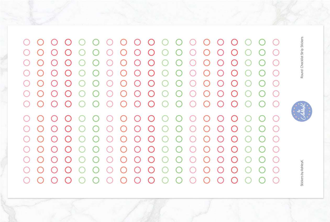 Round Checklist Strip Stickers - Strawberry