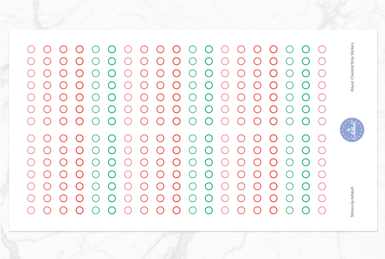 Round Checklist Strip Stickers - Watermelon