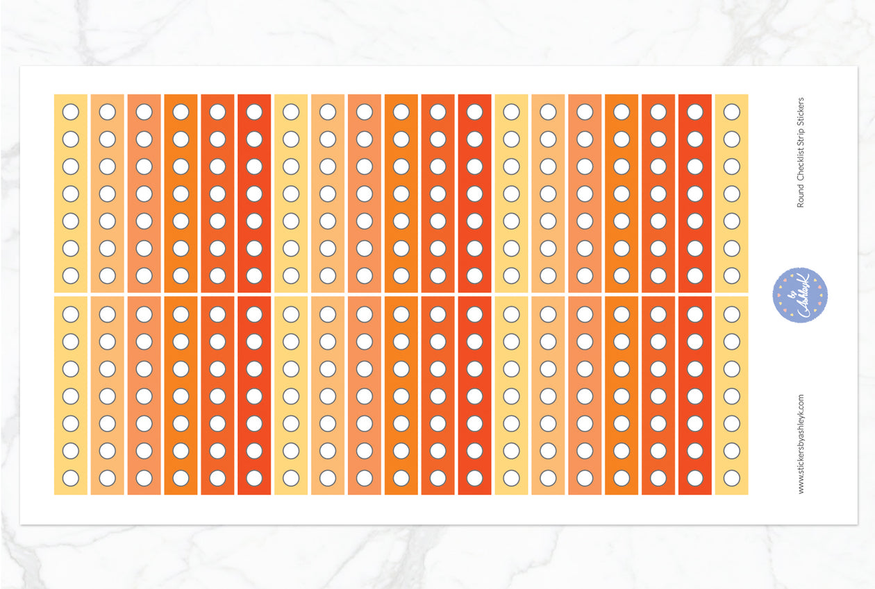 Round Checklist Thin Strip Stickers - Orange