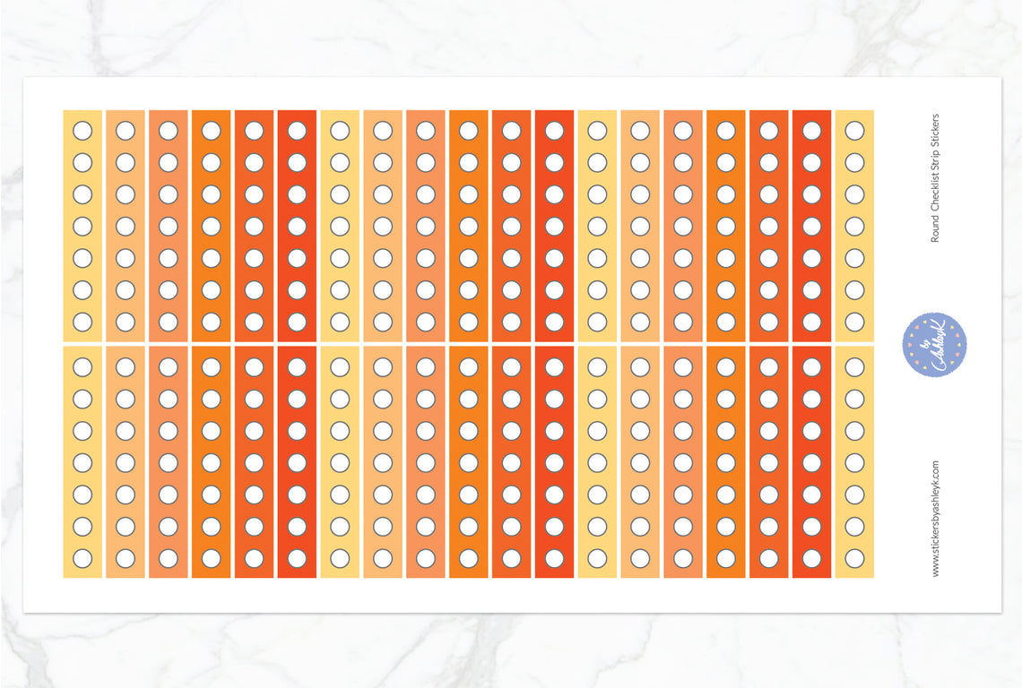 Round Checklist Thin Strip Stickers - Orange