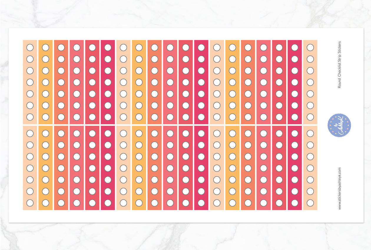 Round Checklist Thin Strip Stickers - Peach
