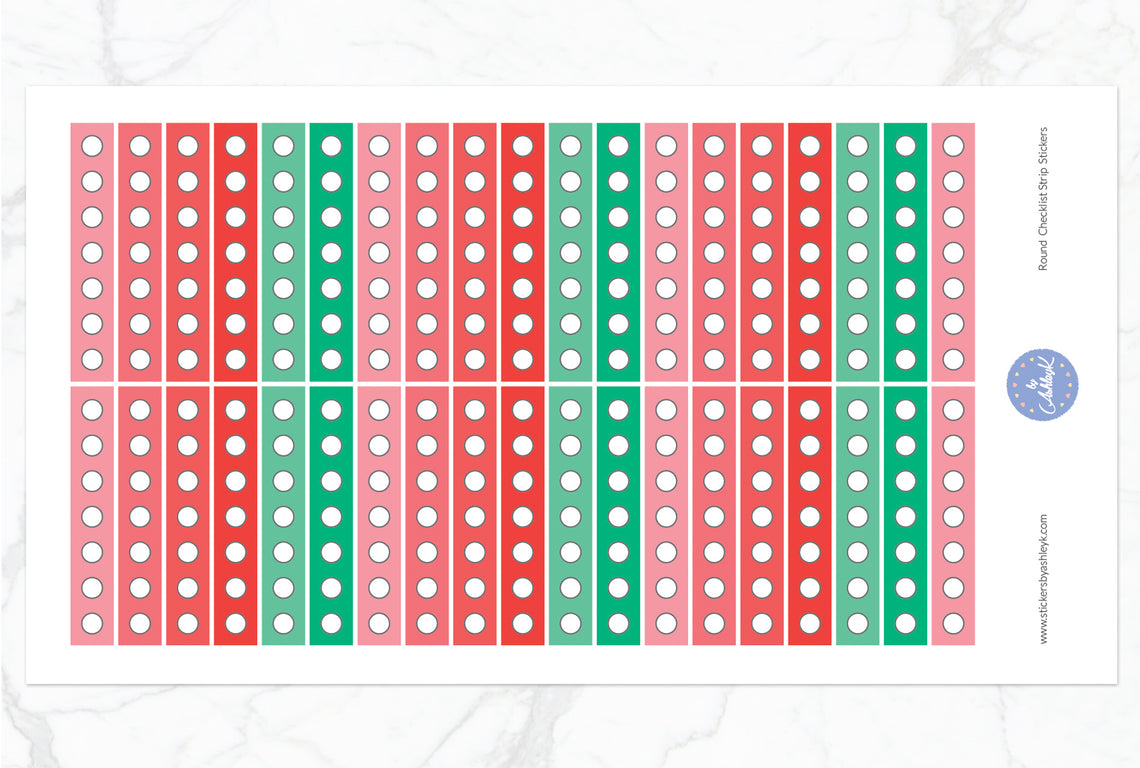 Round Checklist Thin Strip Stickers - Watermelon