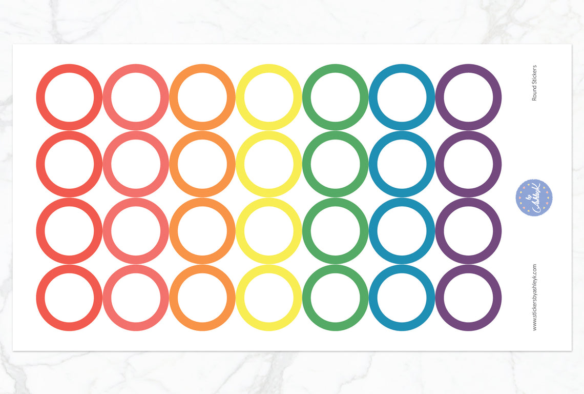 Round Stickers - Pastel Rainbow