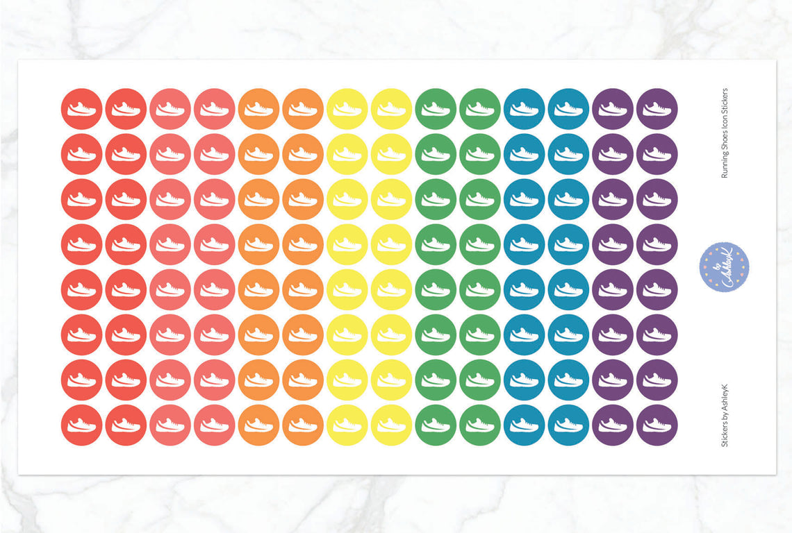 Running Shoes Icon Stickers - Pastel Rainbow