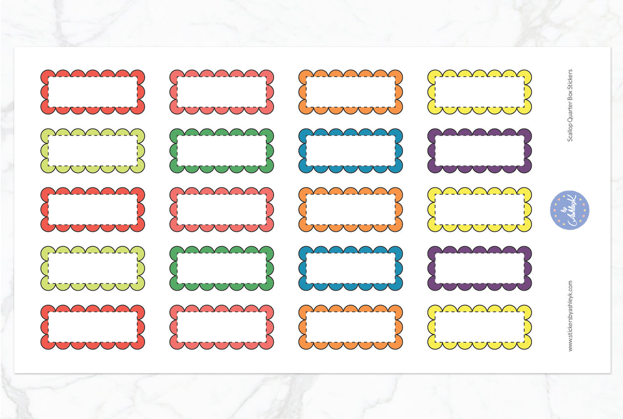 Scallop Quarter Box Stickers - Pastel Rainbow