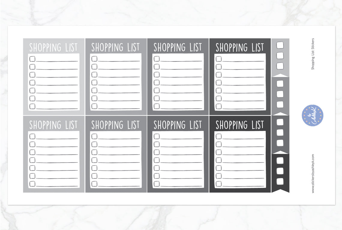 Shopping List Stickers - Monochrome