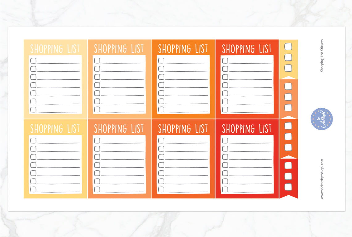 Shopping List Stickers - Orange