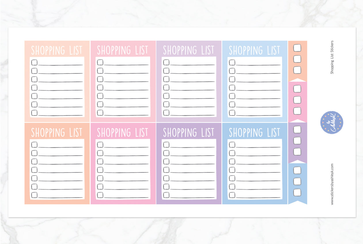 Shopping List Stickers - Pastel Sunset