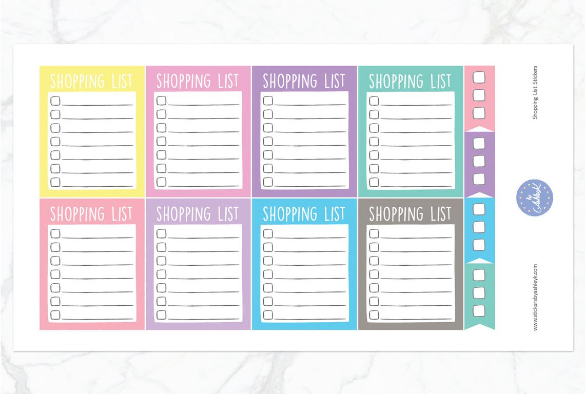 Shopping List Stickers - Pastel