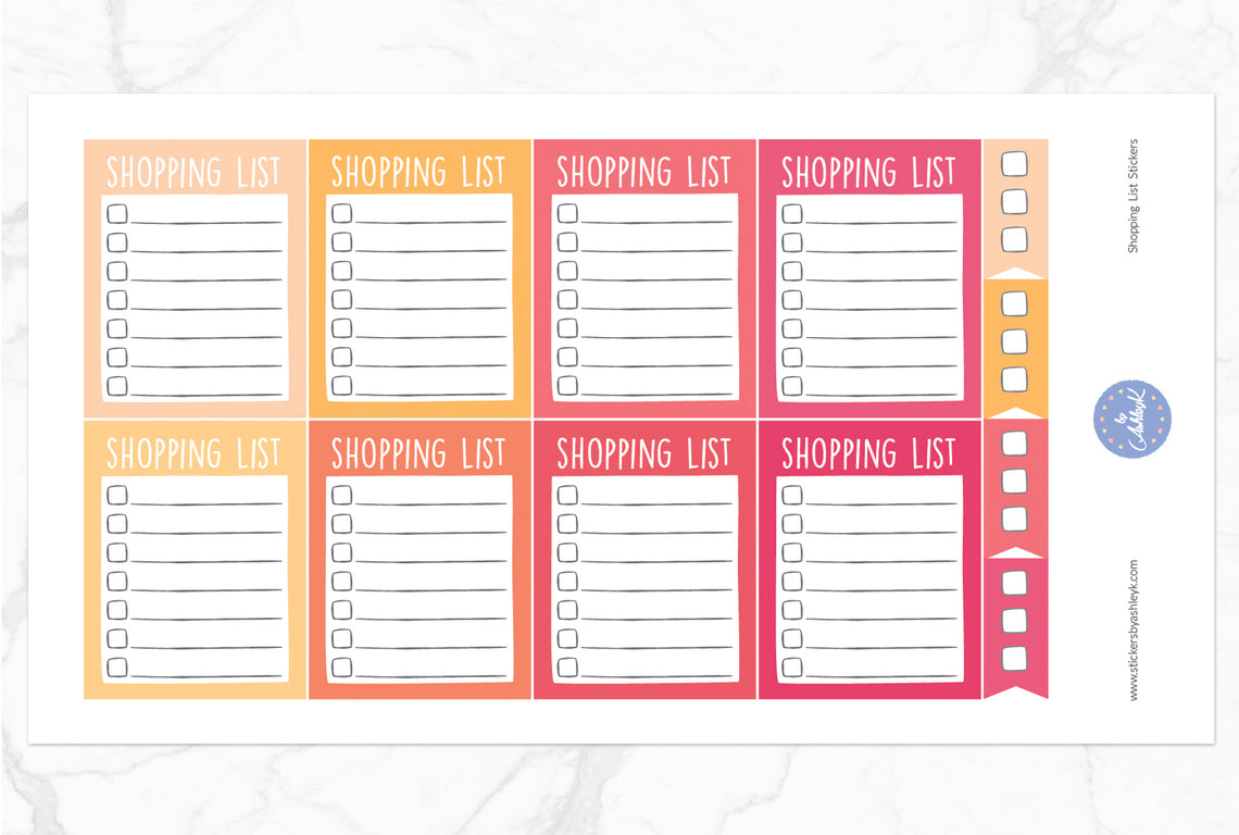 Shopping List Stickers - Peach